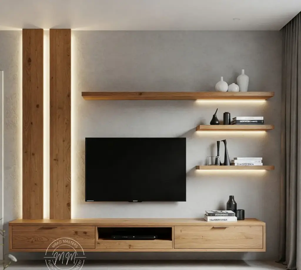 Suhana Vieri TV cabinet + Floating shelves + Lights 