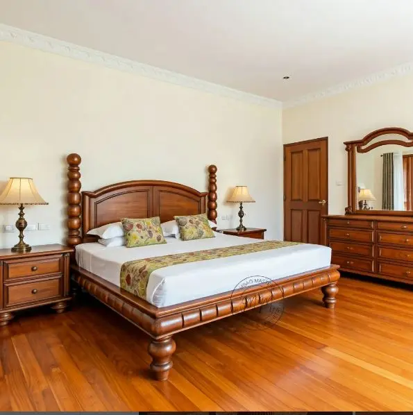 Orvani Craft Queen Size Bed + 2 Bedside tables + Dresser 