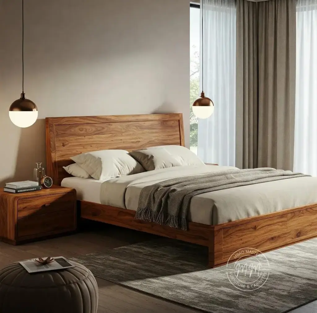 Silver Sonata Bed + 2 Nightstands