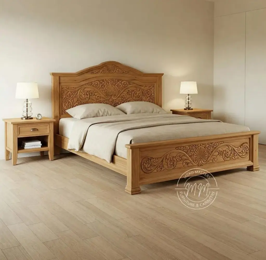 Aurora Axis Queen Size Bed + 2 Bedside Cabinets