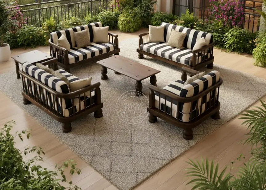 Jovara Craft Outdoor Couch Set + Center Table