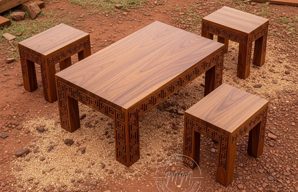 Cwezi craft coffee table + 3 stools