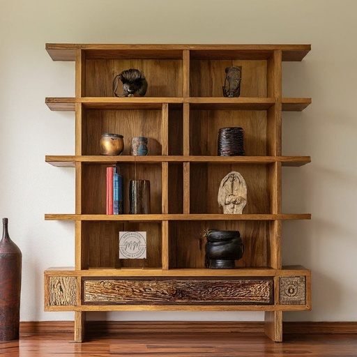 Oak Grid Bookshelves