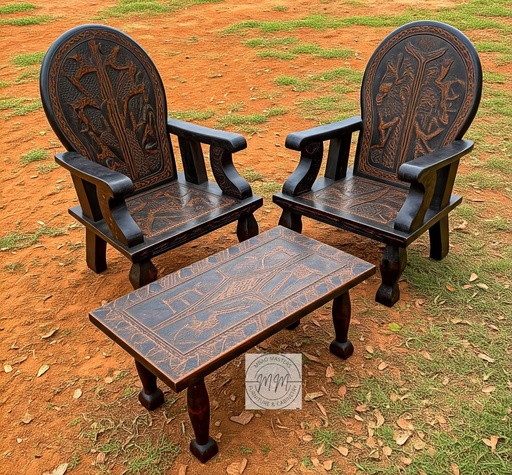 Ubuntu Origins Accent Chairs +Coffee Table 