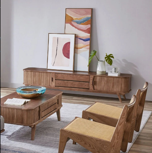 Zaman Living Room Set(2 Accent chairs. TV cabinet & coffee table) 