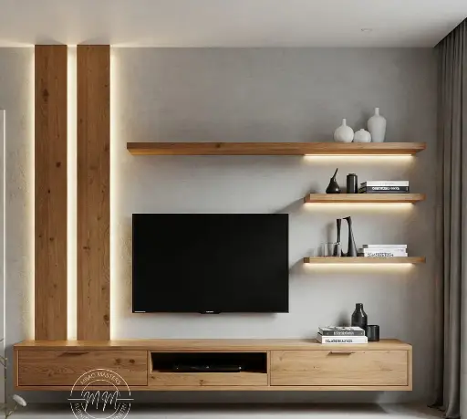 Suhana Vieri TV cabinet + Floating shelves + Lights 
