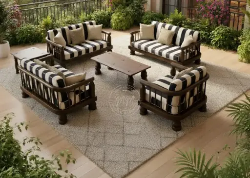 Jovara Craft Outdoor Couch Set + Center Table