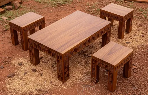 Cwezi craft coffee table + 3 stools
